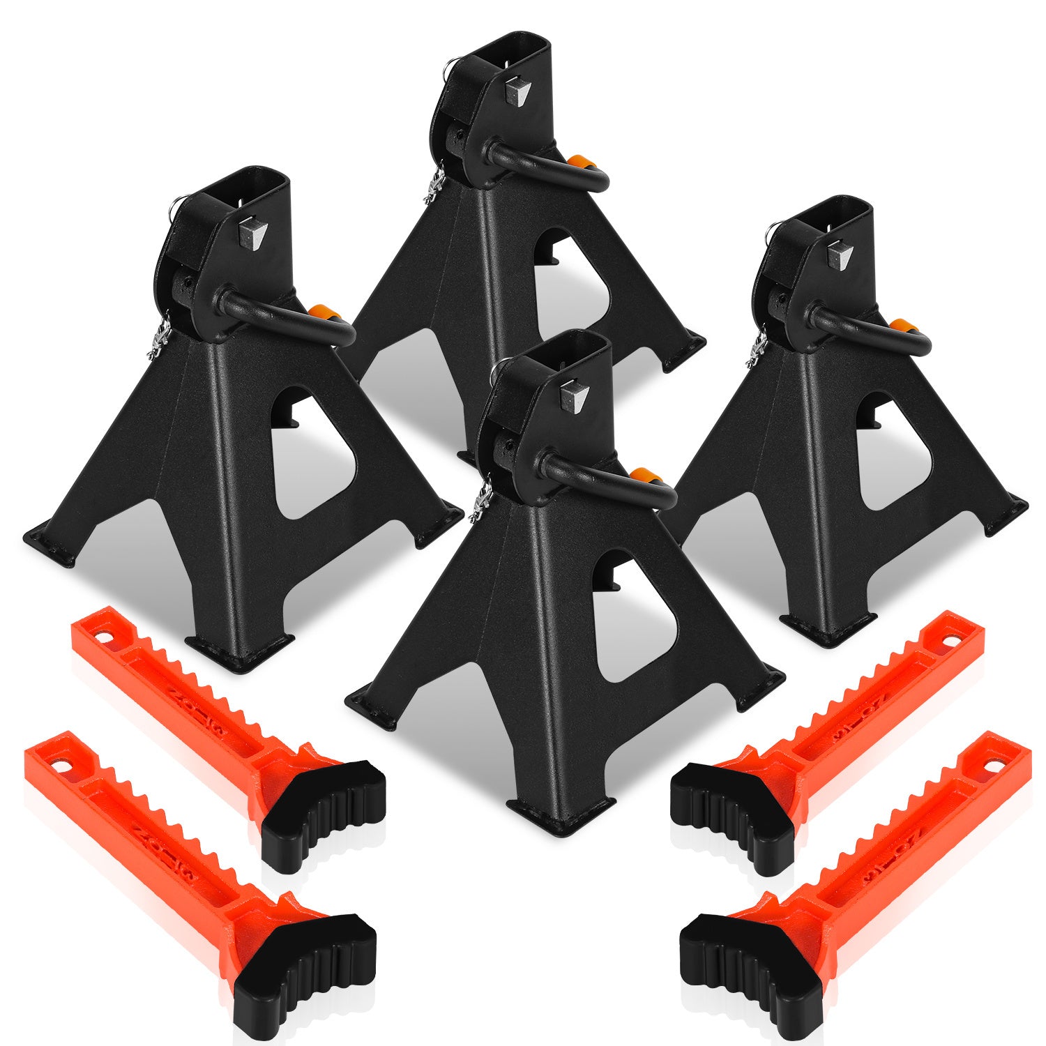 Unterstellböcke 2/4 Stück, Stützböcke Wagenheber Ständer Modellwahl 3T, Wohnwagen Stützbock, Automotive Unterstellbock 285-430 mm Hubhöhe höhenverstellbar (Mit Sicherung und Gummi)