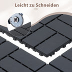 Polypropylen-Terrassenfliesen im Puzzle-Design, 30 x 30 cm, anthrazitgrau/rotbraun, aus Kunststoff | Witterungsbeständig, rutschfest, einfach zu verlegen, geeignet für Terrassen, Balkone und Gärten, leicht zu reinigen, Kunststoffboden, 1–5 Quadratmeter