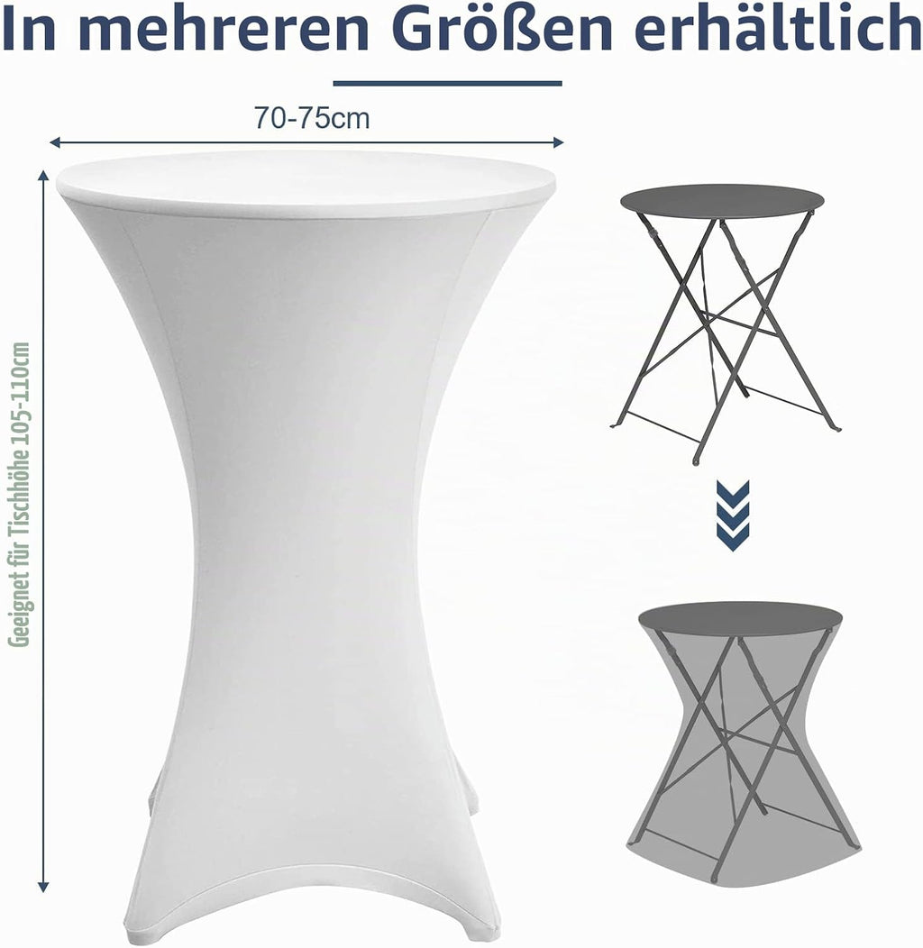 Stehtischhusse Stretch, 1/2/4/5 er-Set Stehtische Husse elastische, Tischdecke für Bistrotische, Tisch Husse Hochzeit Feier, Tischdecke-Weiß