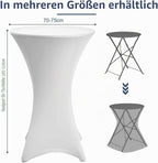 Stehtischhusse Stretch, 1/2/4/5 er-Set Stehtische Husse elastische, Tischdecke für Bistrotische, Tisch Husse Hochzeit Feier, Tischdecke-Weiß
