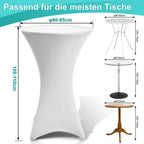 Stehtischhusse Stretch, 1/2/4/5 er-Set Stehtische Husse elastische, Tischdecke für Bistrotische, Tisch Husse Hochzeit Feier, Tischdecke-Weiß