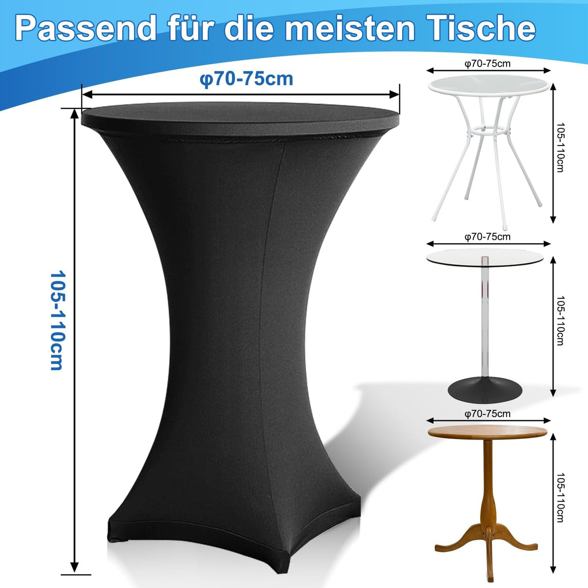 1/2/4 Stück Stehtischhusse Stretch Schwarz Strech Husse Stehtisch Hussen Hochwertige Stehtischhuss für Gartenparty Feier Hochzeit Taufe, Rotwein
