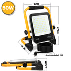 LED-Baustrahler, 50 W/100 W/150 W/200 W Arbeitsleuchten, tragbare LED-Arbeitsleuchten, Baustrahler mit kaltweißem Licht, Schutzklasse IP66, mit 3 Meter langem Kabel und klappbarem Stativ, geeignet für Baustellen (mit Stecker)