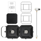 Campingkocher 2 Flammen 4,6 kW mit Grillplatte, Faltbarer Gaskocher mit Zündsicherung, Tragbarer Camping Gaskocher mit 0,5 m Schlauch & Tragetasche, Gasherd für Camping Vanlife Outdoor Küche