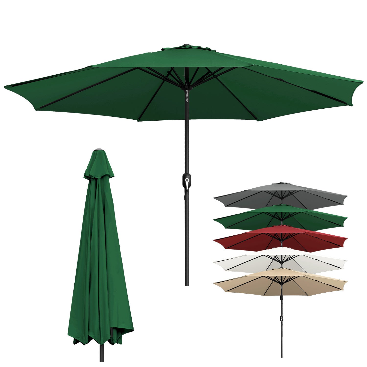 Sonnenschirm Ø270cm, Ampelschirm, Gartenschirm , Kurbelschirm, UV-Schutz, 160g/㎡ Polyester Schirmstoff, Wasserabweisend und schmutzabweisend, 5 Farben erhältlich, Garten