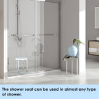 Duschhocker, höhenverstellbare Duschstühle für Senioren, rutschfeste Badezimmerhocker, sichere Duschsitze aus Aluminium, leichte Badezimmerstühle für die Badewanne, erhältlich in Rund und Quadratisch Ausführung.