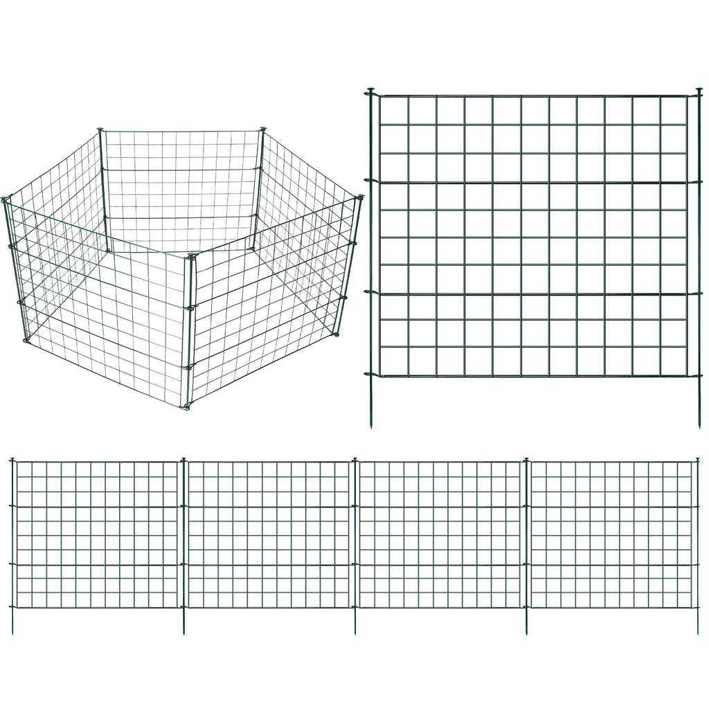 Teichzaun, Metall-Gartenzaun, Außenzaun, 3,75/7,5/10,5 Meter, inklusive Zaunelemente und Befestigungsstangen, flaches Modell