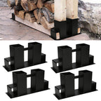 Holzstapelhilfe, 4/8/12 Stück Metall Holzstapelhalter, Stabile Brennholz Lagerregal, für Innen und Außen Brennholz Kaminholzregal (Schwarz)