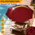 Sonnenschirm 350cm Groß UV-Schutz Gartenschirm Wasserabweisende Balkonschirm Ampelschirm ohne Ständer,Parasol mit Handkurbel Marktschirm für Balkon Garten Terrasse, Es stehen fünf Farben zur Auswahl