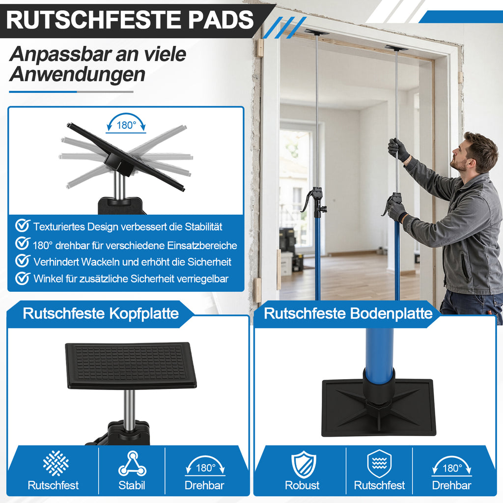115-290CM Stützstange für Tischlerarbeiten, inklusive Aufbewahrungstasche | Tragkraft 100 kg, 4-stufige Höhenverstellung, Hilfswerkzeug für die Schrankmontage, inklusive Aufbewahrungstasche