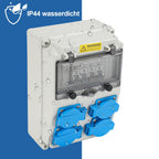 Wandverteiler, Baustromverteilerkasten mit 4xSchuko-Steckdose16A 250V, 4xCEE Steckdosen 16A 1P, Baustromverteiler mit Leitungsschutzschalter und Wasserdichte für Innen und Außen