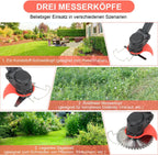 Akku-Rasenmäher, Rasentrimmer (Set mit 2 Akkus à 1,5 Ah und Ladegerät), 2-in-1, 18.000 U/min, 24 V, Kantenschneider