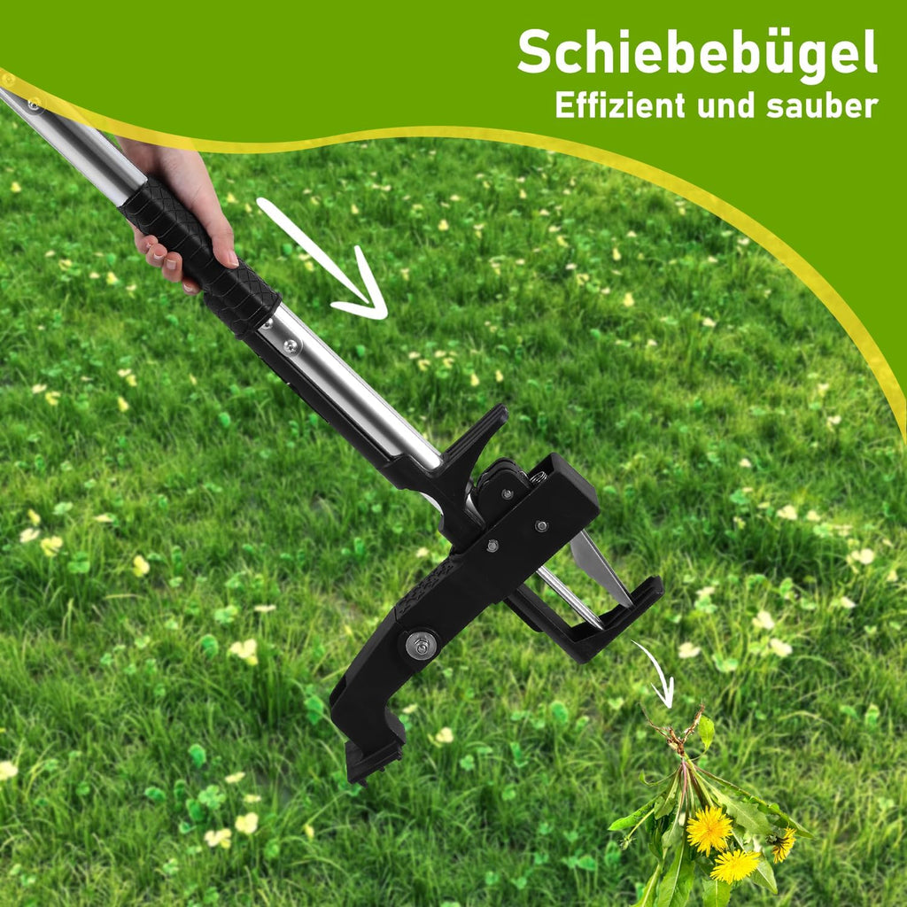 Unkrautstecher mit Griff, Unkrautspaten und Löwenzahnspaten – Unkrautbekämpfungswerkzeuge – Knöterichspaten – Löwenzahn-Unkrautstecher mit Fußpedal, hocheffizienter Unkrautstecher, schwarz