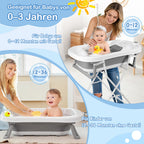 Babybadewanne, Kinderbadewanne, 0–12 Monate, zusammenklappbare Badewanne, grauer Bär (mit Badematte)（副本）
