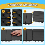 Terrassenfliesen aus Polypropylen, 30 x 30 cm, anthrazitgrau/rotbraun, Kunststoff | Witterungsbeständig, rutschfest, einfache Verlegung, geeignet für Terrassen, Balkone und Gärten, leicht zu reinigen, Kunststoffbodenbelag, 1–5 m²
