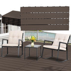 WPC-Fliesen, 30 x 60 cm, Terrassenfliesen, Klickfliesen, Balkonfliesen mit Holzoptik, witterungsbeständige Platten mit Entwässerungsfunktion, geeignet für Terrassen, Balkone und Gärten, braun/rotbraun/dunkelgrau/teakfarben (6 Stück = 1 Quadratmeter)