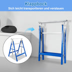 Arbeitsständer, 2er-Set, höhenverstellbar, 7 Stufen (80–130 cm), Gerüstständer, Tragkraft 400 kg pro Paar, klappbare Ständer für Haushalt, Werkstatt und Garten, blau