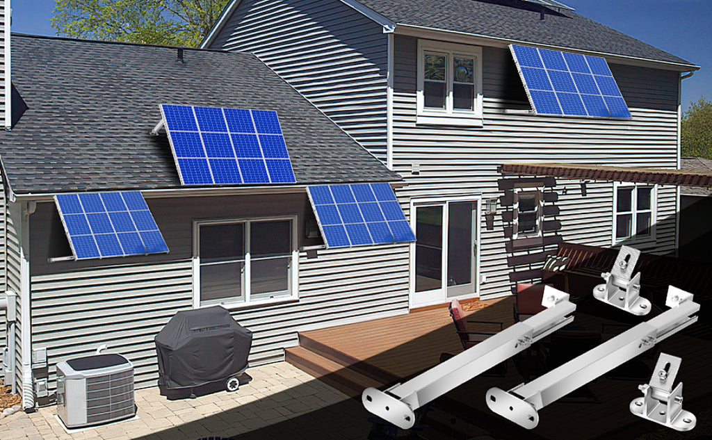 2 Set PV Modul Halterung Solarpanel Aufständerung Flachdach 0-60° Silber Set