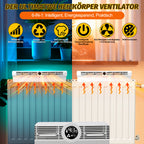 Heizkörper Ventilator Weiß - Energieeffizienter Wärmeverteiler mit 6 Lüftern, Automatischer Ein/Aus-Funktion, 3-Stufen-Regelung, RGB-LED und Fernbedienung für Schnelle Wärmeverteilung