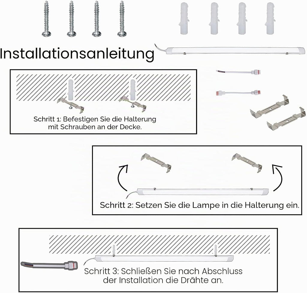 Feuchtigkeitsbeständige Leuchte, 18/36/48 W, 4000 K, neutralweißes Licht, wasserdichte LED-Badezimmerleuchte gemäß IP65-Standard, geeignet für feuchte Umgebungen wie Garagen, Werkstätten, Keller, Abstellräume und Büros [Energieeffizienzklasse F]