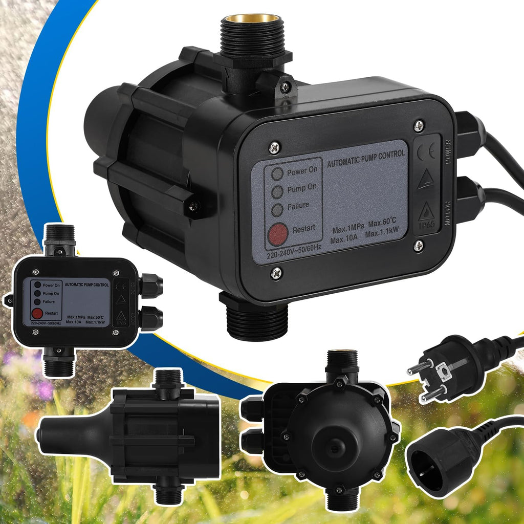 Pumpensteuerung, Druckschalter mit Kabel, 10 bar, mit Bar-Anzeige, der Druckschalter überwacht den Wasserdruck – automatisches Ein- und Ausschalten, Gartenhäuschen