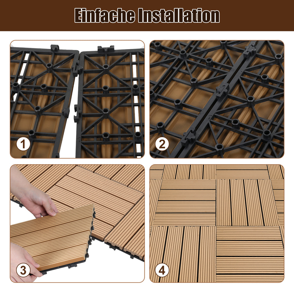 WPC-Terrassenfliesen 1 m²–5 m² – Außenfliesen, Bodenbelag, Klickfliesen, Terrasse, zum Selberverlegen, in vielen verschiedenen Designs und Farben erhältlich