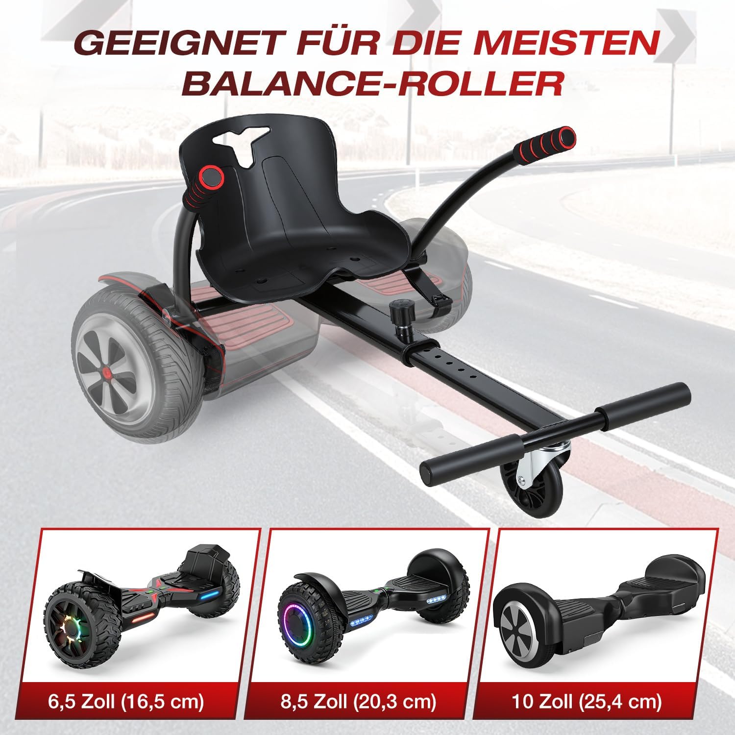 Hoverboard-Sitz, Hoverboard mit verstellbarem Sitz, Sitz für 6,5- bis 10-Zoll-Hoverboards, Sitz für Elektro-Karts, Hoverboard-Kart-Sitze für Erwachsene und Kinder