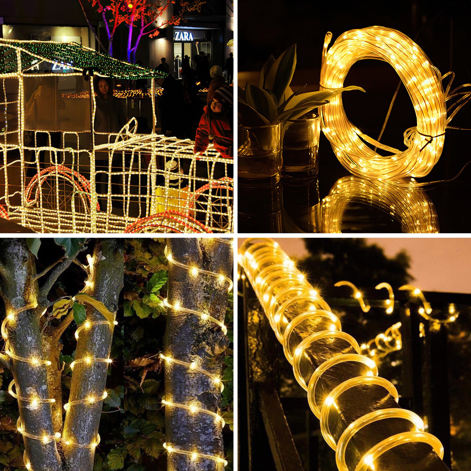 10/20/30/40/50 Meter warmweiße LED-Lichterketten, 8 Modi mit Speicherfunktion, LED-Röhren für den Außenbereich, wasserdichtes Design, geeignet für Gärten, Weihnachtsfeiern und Hochzeiten