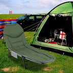 Angel- und Freizeitliege 195 x 65 x 32 cm, Belastbarkeit bis zu 160 kg, Campingliege, höhenverstellbar, klappbares Campingbett, inklusive Aufbewahrungstasche, geeignet für Camping, Angeln und den Garten, grün