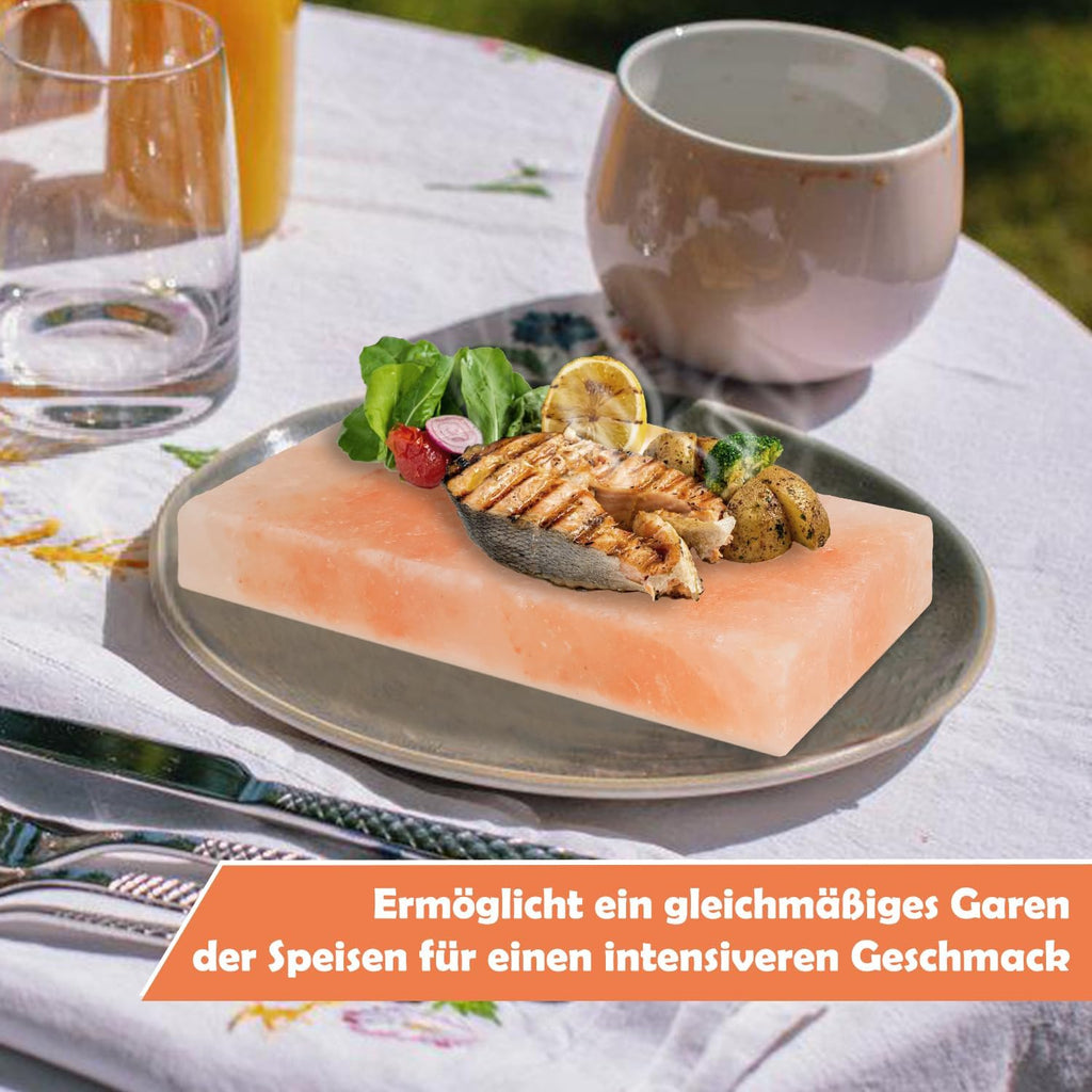 2/4/6/8 set L Salzstein zum Grillen, 20x10x2,5cm Salz Grillsteine, Original Kristallsalz, Wiederverwendbar Salzgrillstein, Salzplatte zum Grillen für BBQ
