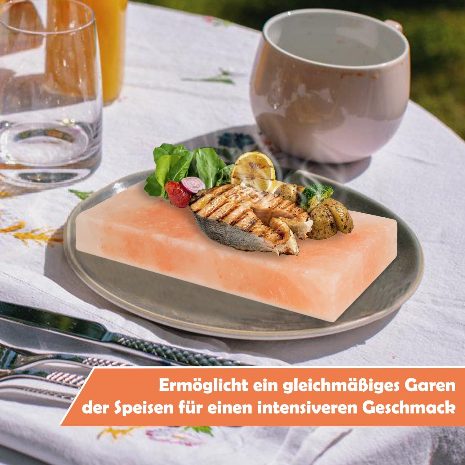 2/4/6/8 set L Salzstein zum Grillen, 20x10x2,5cm Salz Grillsteine, Original Kristallsalz, Wiederverwendbar Salzgrillstein, Salzplatte zum Grillen für BBQ