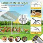 3 × 8 × 2 Meter großer Hühnerstall für den Außenbereich – Geflügelstall aus verzinktem Stahl mit Kuppeldach, geeignet für Hühner, Kaninchen, Gänse, Tauben und Wachteln, mit Metallzaun mit Maschen（副本）