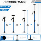 60–115 cm Stützstange für Tischlerarbeiten, inklusive Aufbewahrungstasche | Tragkraft 100 kg, 3-stufige Höhenverstellung, Hilfswerkzeug für die Schrankmontage, inklusive Aufbewahrungstasche