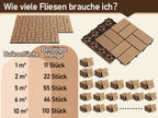 8 Streifen | 30 x 30 cm WPC-Terrassenfliesen 1–5 m², Teakholz-Optik/Rotbraun/Dunkelgrau | Wasserfeste, verlegbare und wasserdurchlässige Fliesen, geeignet für Balkone, Terrassen, Gärten und Außenbereiche