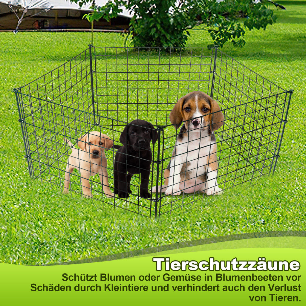 Teichzaun, Metall-Gartenzaun, Außenzaun, 3,75/7,5/10,5 Meter, inklusive Zaunelemente und Befestigungsstangen, flaches Modell