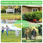 Teichzaun, Metall-Gartenzaun, Außenzaun, 3,75/7,5/10,5 Meter, inklusive Zaunelemente und Befestigungsstangen, flaches Modell