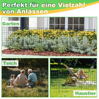 Teichzaun, Metall-Gartenzaun, Außenzaun, 3,75/7,5/10,5 Meter, inklusive Zaunelemente und Befestigungsstangen, flaches Modell