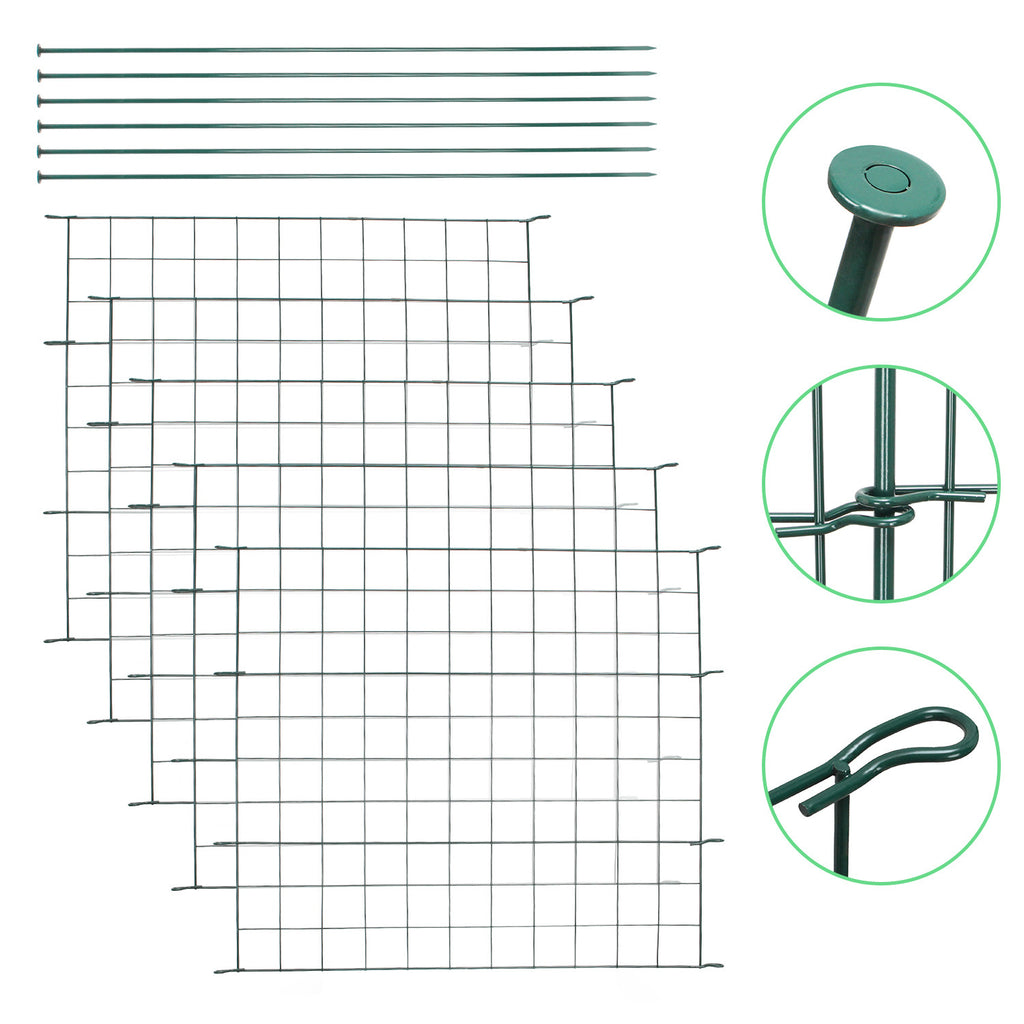 Teichzaun, Metall-Gartenzaun, Außenzaun, 3,75/7,5/10,5 Meter, inklusive Zaunelemente und Befestigungsstangen, flaches Modell