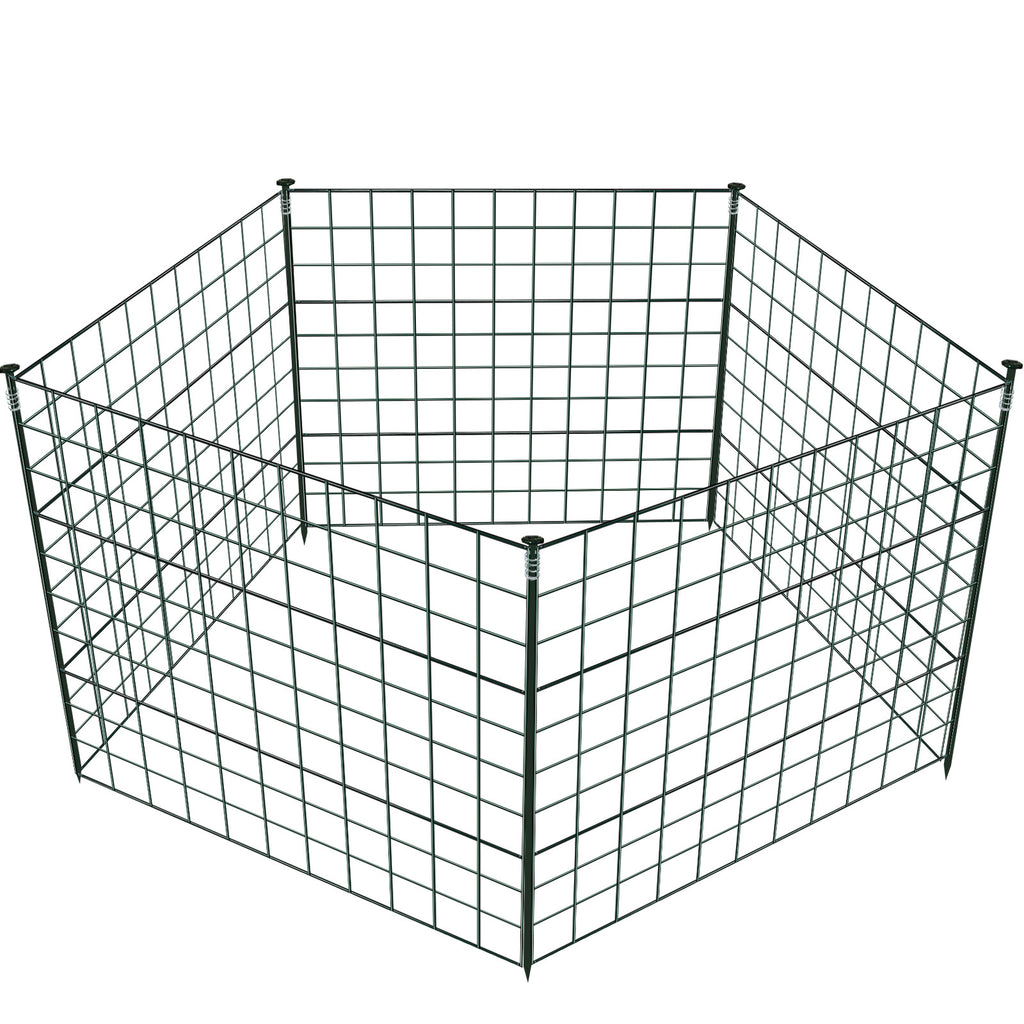 Teichzaun, Metall-Gartenzaun, Außenzaun, 3,75/7,5/10,5 Meter, inklusive Zaunelemente und Befestigungsstangen, flaches Modell