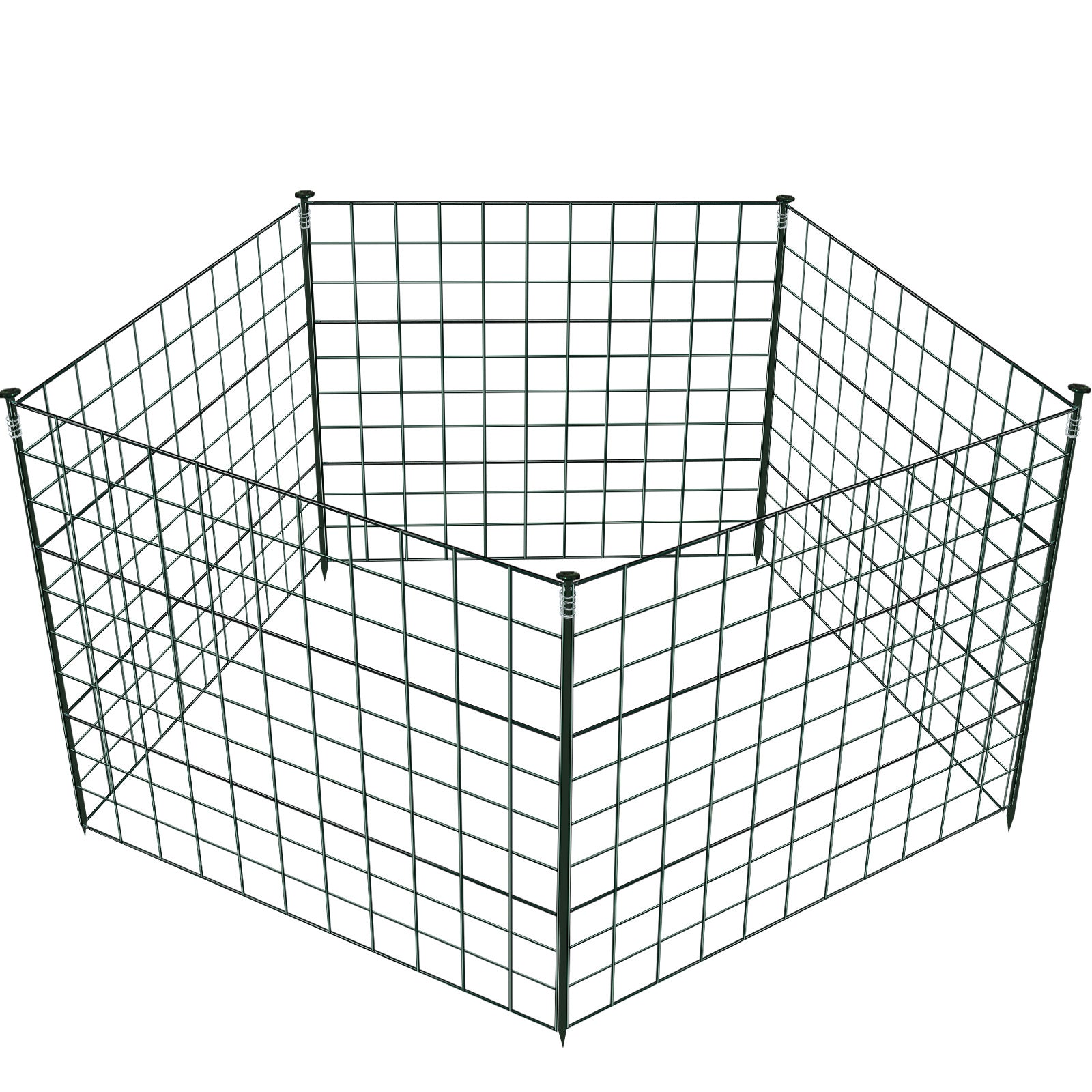 Teichzaun, Metall-Gartenzaun, Außenzaun, 3,75/7,5/10,5 Meter, inklusive Zaunelemente und Befestigungsstangen, flaches Modell