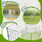 Teichzaun, Metall-Gartenzaun, Außenzaun, 3,75/7,5/10,5 Meter, inklusive Zaunelemente und Befestigungsstangen, flaches Modell
