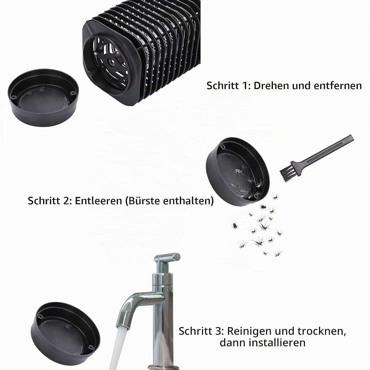 Mückenvernichter, 3-W-UV-LED-Insektenfalle, Mückenlampe, Reichweite 20 Quadratmeter, inklusive Mückenlampe, Fliegenfalle und Insektenfalle für den Innen- und Außenbereich, geeignet für Innenräume, Gärten, Terrassen und Restaurants
