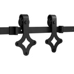 Schwarze Beschläge für Schiebetüren, Beschläge für Schiebetüren im Rautenmuster, Schienen für Schiebetüren, geräuscharmer Lauf, erhältlich in den Längen 183 cm und 200 cm (Türen sind nicht im Lieferumfang enthalten)