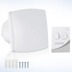 100/150-mm-Badventilator mit Feuchtigkeitssensor und Nachlauffunktion; automatischer Ventilator für Badezimmer, Küchen und fensterlose Räume, weiß