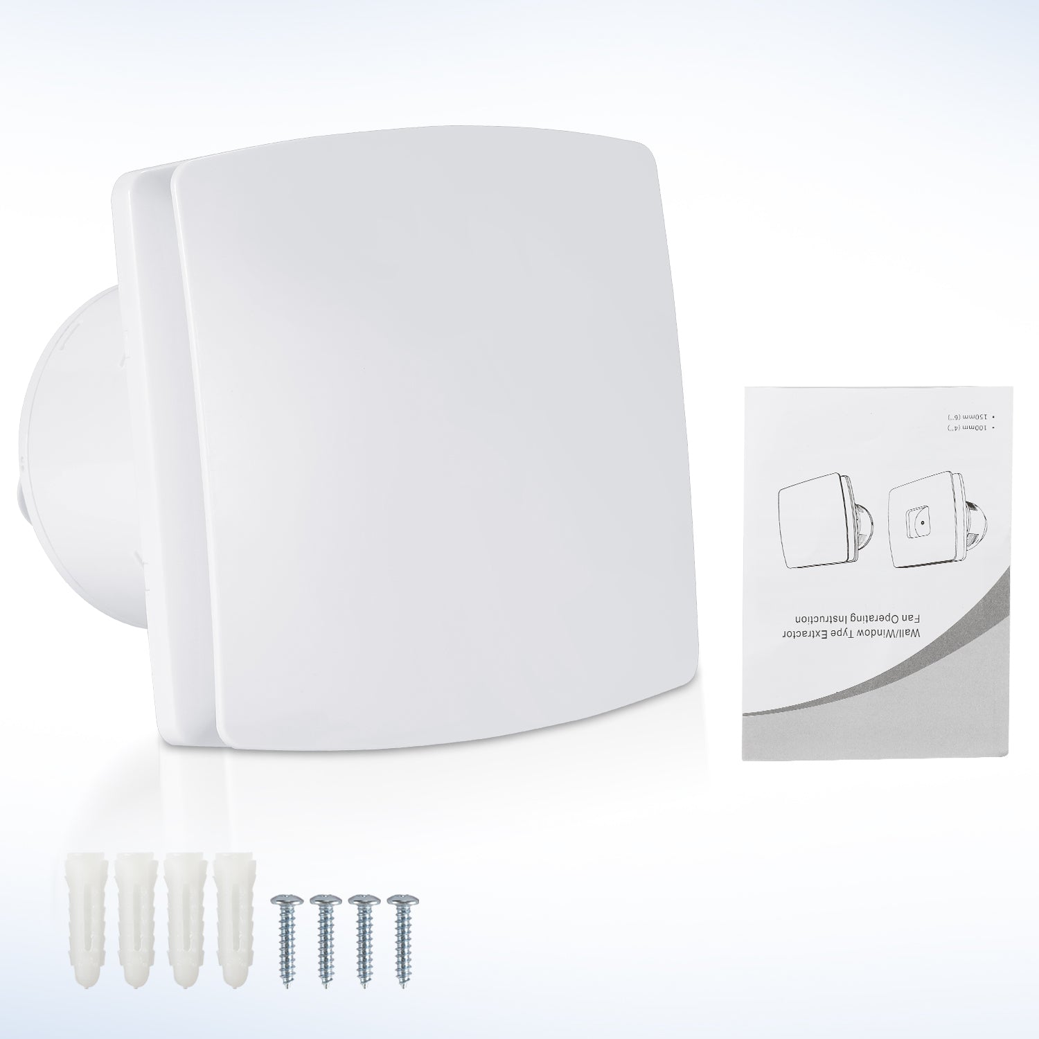 100/150-mm-Badventilator mit Feuchtigkeitssensor und Nachlauffunktion; automatischer Ventilator für Badezimmer, Küchen und fensterlose Räume, weiß