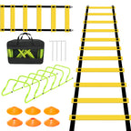 Speed & Agility Training Set Koordinationsleiter, Trainingsset Enthält 1 Agility Leiter, 6 verstellbare Hürden, 12 Hütchen, Aufbewahrungstasche, Trainingsgerät für alle Sportarten