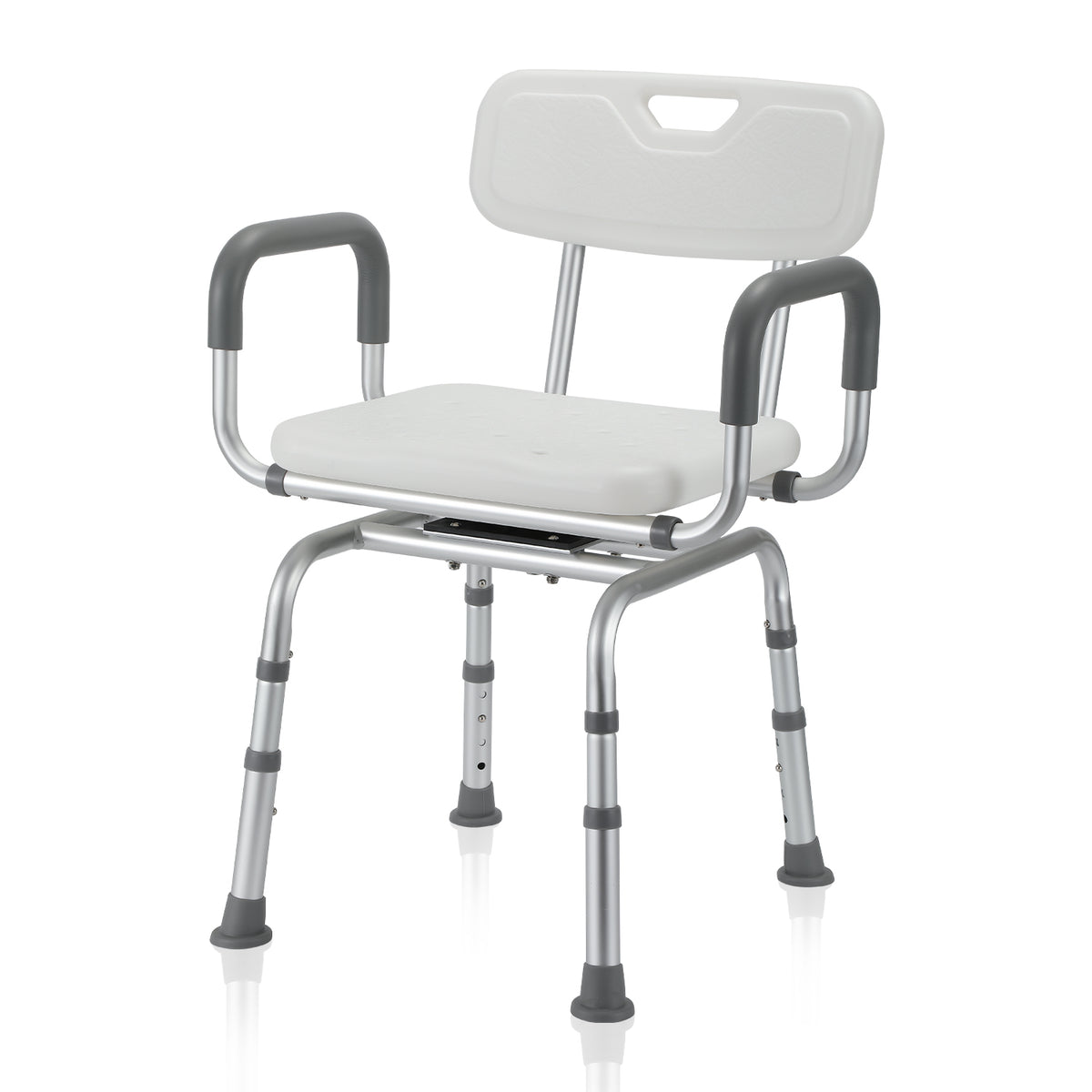 360° Drehbarer Duschstuhl für Senioren, Duschhocker mit Armlehnen und Rückenlehne für Senioren, Badhocker 100KG Duschsitz 36-52cm Höhenverstellbar, Duschhilfe Duschstuhl