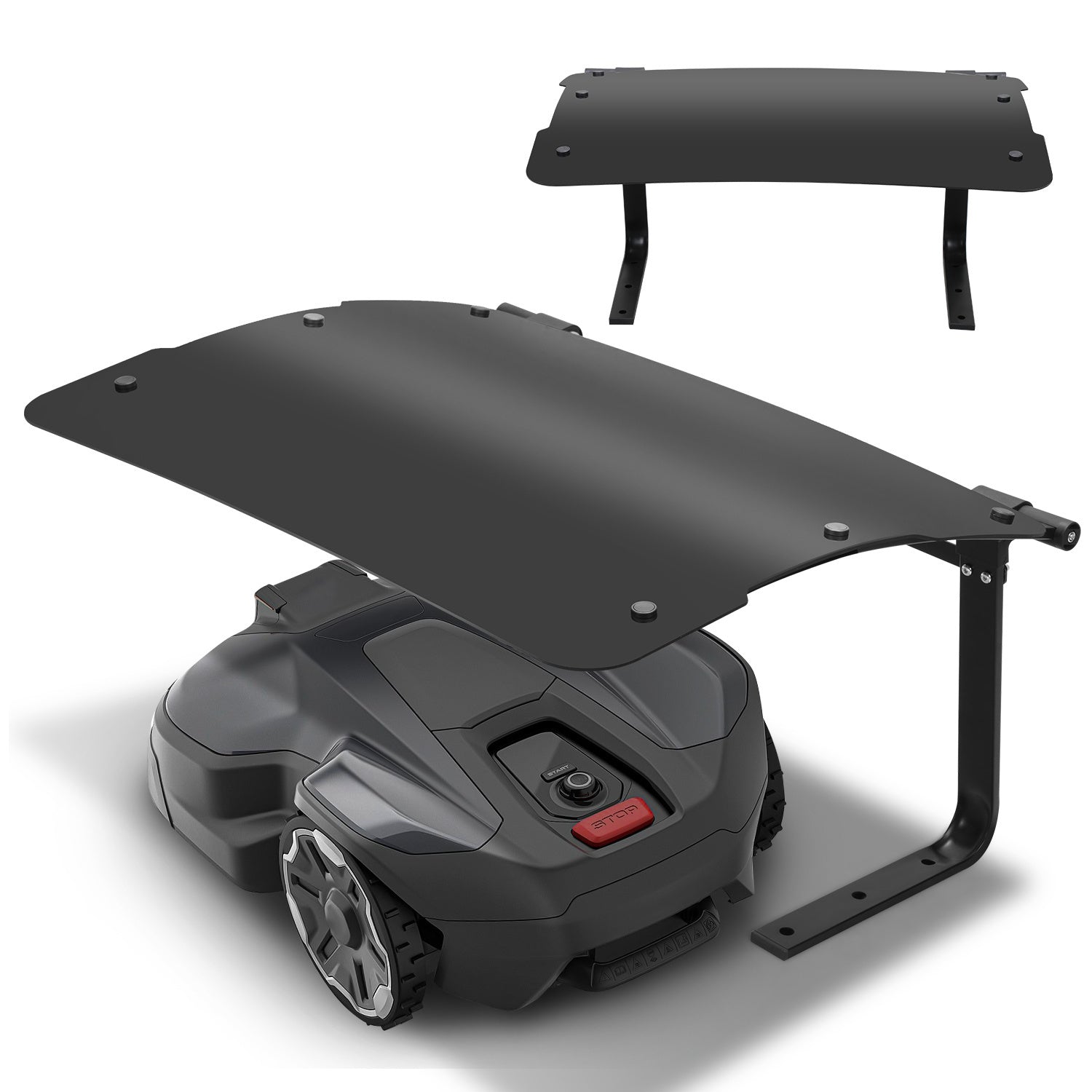 Rasenmäherabdeckung, Carport aus ABS-Kunststoff, Carport mit Überdachung, Garage für Mähroboter mit klappbarem Dach, für den Garten geeignet, 73 x 57 x 40 cm, schwarz