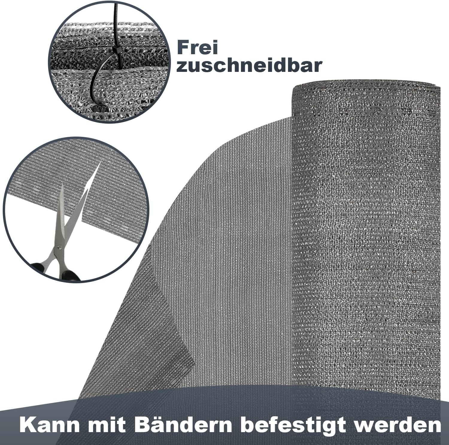 Sichtschutz,150 g/m² HDPE Balkon sichtschutz,Windschutz Schattennetz mit Kabelbinder,Schattiergewebe Sonnenschutz, Staubschutz,Blickdichter Zaunblende,Grau