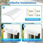 Eingangsüberdachung aus Polycarbonat – wetterfest – einseitiges Dach – zwei Ausführungen: Montage an der Vorderseite oder an der Unterkante